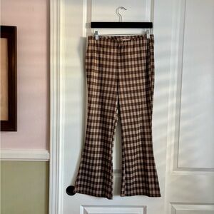 Love on a Hanger Brown Plaid Flare Pants